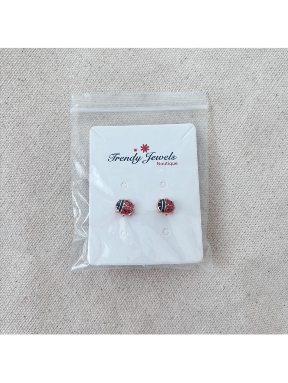 BOUTIQUE Cute Ladybug Dainty Minimalist Stud Post Earrings - Picture 6 of 7